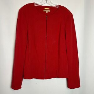 Talbots Red Italian Fabric Knit Full Zip Lady Jacket Blazer Womens Size 16